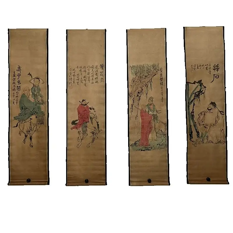 Chinese Ancient Calligraphy & Painting Scrolls Set - 4 Pairs of Renowned Murals Featuring Laozi Ideal for Decorations
Chinese Ancient Calligraphy & Painting Scrolls Set - 4 Pairs of Renowned Murals Featuring Laozi Ideal for Decorations