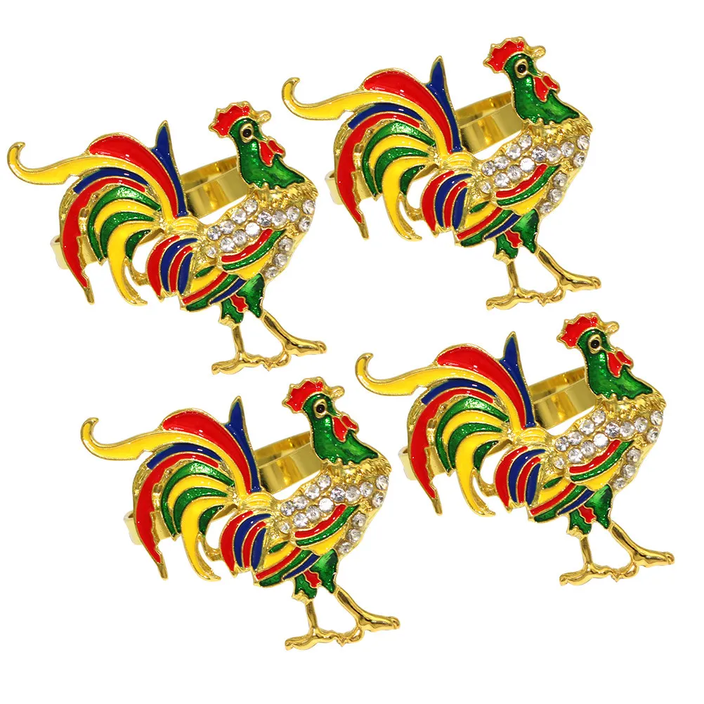 4Pcs Exquisite Metal Rooster Napkin Rings Sophisticated Dinner Table Decoration Napkin Ring Holder for Christmas Festival
4Pcs Exquisite Metal Rooster Napkin Rings Sophisticated Dinner Table Decoration Napkin Ring Holder for Christmas Festival