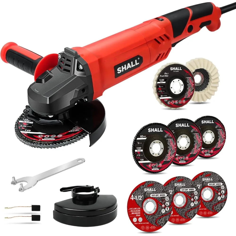 7.5Amp 4-1/2 Inch Angle Grinder, 6-Speed Adjustable, with Safety Guards and Accessories for Metal/Wood
7.5Amp 4-1/2 Inch Angle Grinder, 6-Speed Adjustable, with Safety Guards and Accessories for Metal/Wood