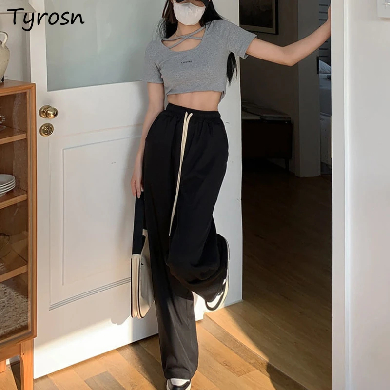 Casual Pants Women Wide Leg Loose Popular Design Drawstring Korean Style Students Streetwear Daily All-match Solid Spring Cozy
Casual Pants Women Wide Leg Loose Popular Design Drawstring Korean Style Students Streetwear Daily All-match Solid Spring Cozy