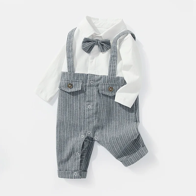 2025 New Baby Clothes Children's Clothing Boys' Jumpsuit Fake Two-piece Double Splicing Gray Gentleman Long Sleeved Dress Ha Yi
2025 New Baby Clothes Children's Clothing Boys' Jumpsuit Fake Two-piece Double Splicing Gray Gentleman Long Sleeved Dress Ha Yi