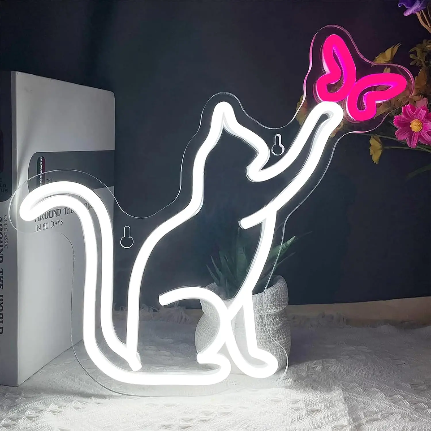 Neon Cat Butterfly Sign Light Wall Decor Romantic cyber neon, dazzling warm light, sweet and cool
Neon Cat Butterfly Sign Light Wall Decor Romantic cyber neon, dazzling warm light, sweet and cool