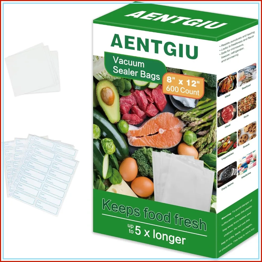 600 Vacuum Sealer Bags 8x12 Inch, BPA Free, Heavy Duty for Food Storage & Sous Vide
600 Vacuum Sealer Bags 8x12 Inch, BPA Free, Heavy Duty for Food Storage & Sous Vide