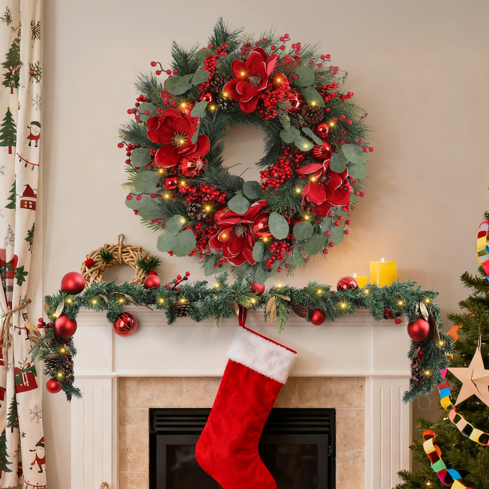 24" Christmas Wreath with Mixed Berries and Poinsettias Perfect Festive Decor for Your Front Door, Indoor Mantel or Holiday Win
24" Christmas Wreath with Mixed Berries and Poinsettias Perfect Festive Decor for Your Front Door, Indoor Mantel or Holiday Win