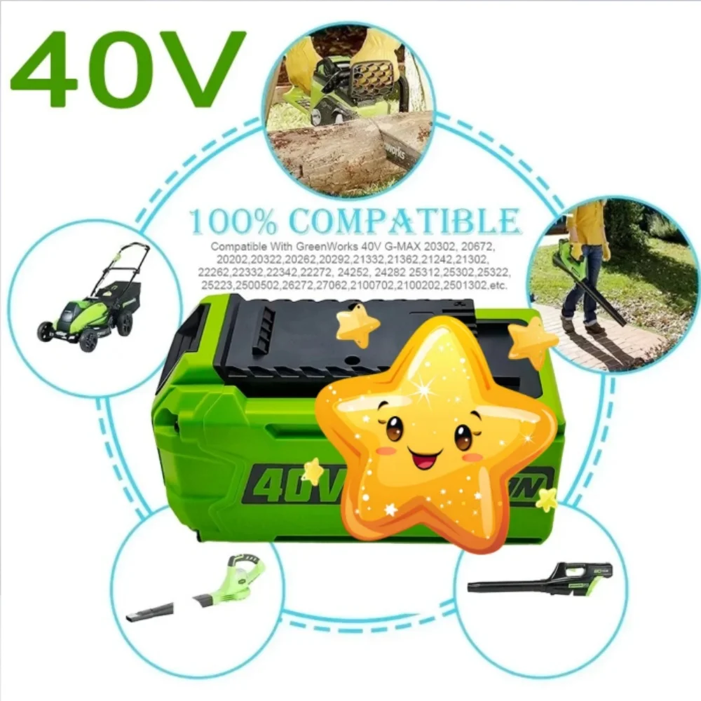 For Lawn Mower Power Tools Applicable Greenworks 40V Batteries 6Ah G-MAX Li-ion Battery Manufacturer Replacement Battery
For Lawn Mower Power Tools Applicable Greenworks 40V Batteries 6Ah G-MAX Li-ion Battery Manufacturer Replacement Battery