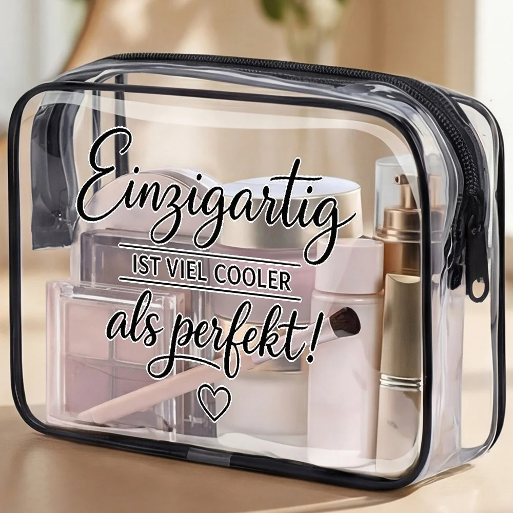 Transparent Toiletry Bag With German Quote Zipper Pouch Clear Travel Makeup Organizer Suitable For Women Girls Minimalist Cosm
Transparent Toiletry Bag With German Quote Zipper Pouch Clear Travel Makeup Organizer Suitable For Women Girls Minimalist Cosm