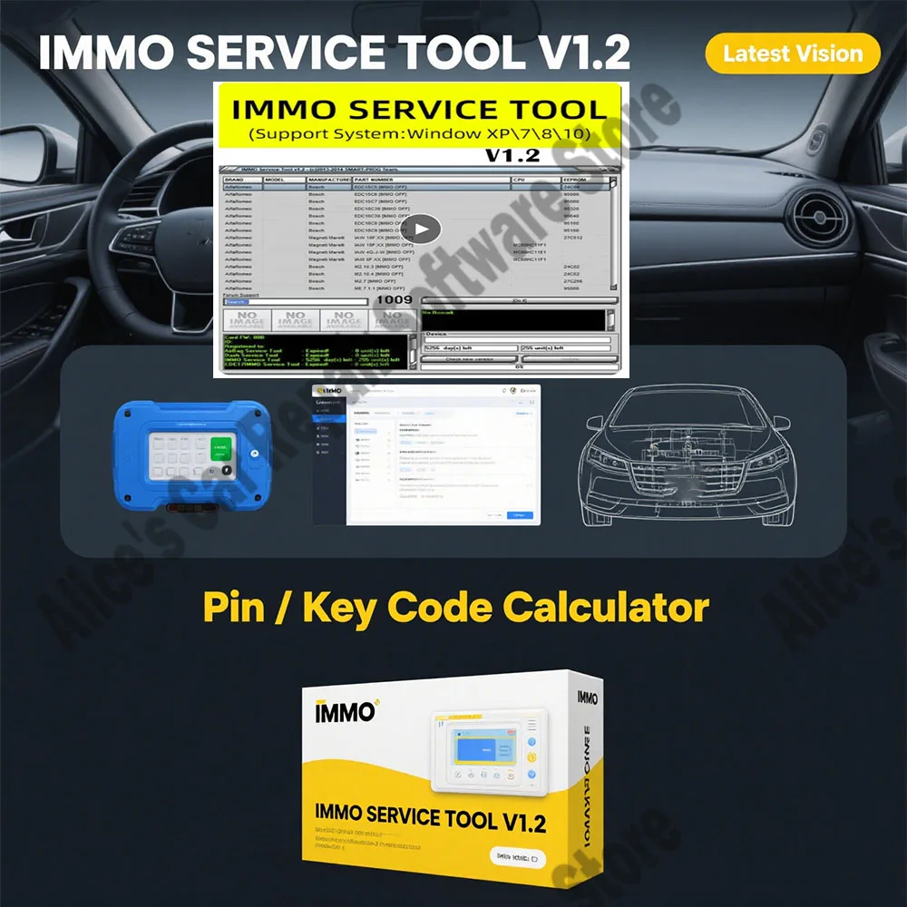 IMMO SERVICE TOOL V1.2 obd2 scanner Car Repair Software immo off Virgin eeprom IMMO KEY PIN CODE CALCULATOR BSI VDO DASHBOARD 
IMMO SERVICE TOOL V1.2 obd2 scanner Car Repair Software immo off Virgin eeprom IMMO KEY PIN CODE CALCULATOR BSI VDO DASHBOARD