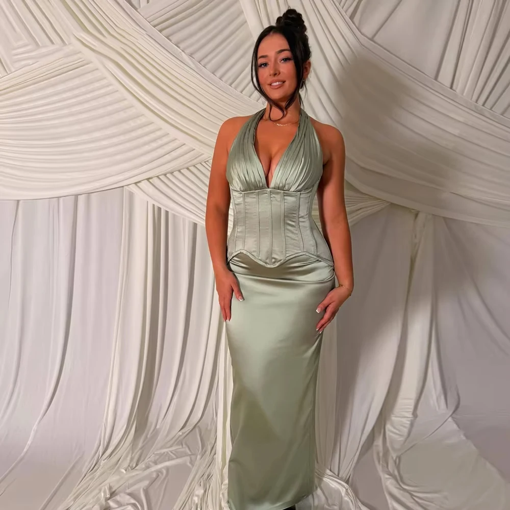 Sexy Charming Women's Mermaid Evening Dresses Halter Neck Robe De Soirée Customized Sleeveless Prom Gowns Vestidos Para Mujer
Sexy Charming Women's Mermaid Evening Dresses Halter Neck Robe De Soirée Customized Sleeveless Prom Gowns Vestidos Para Mujer