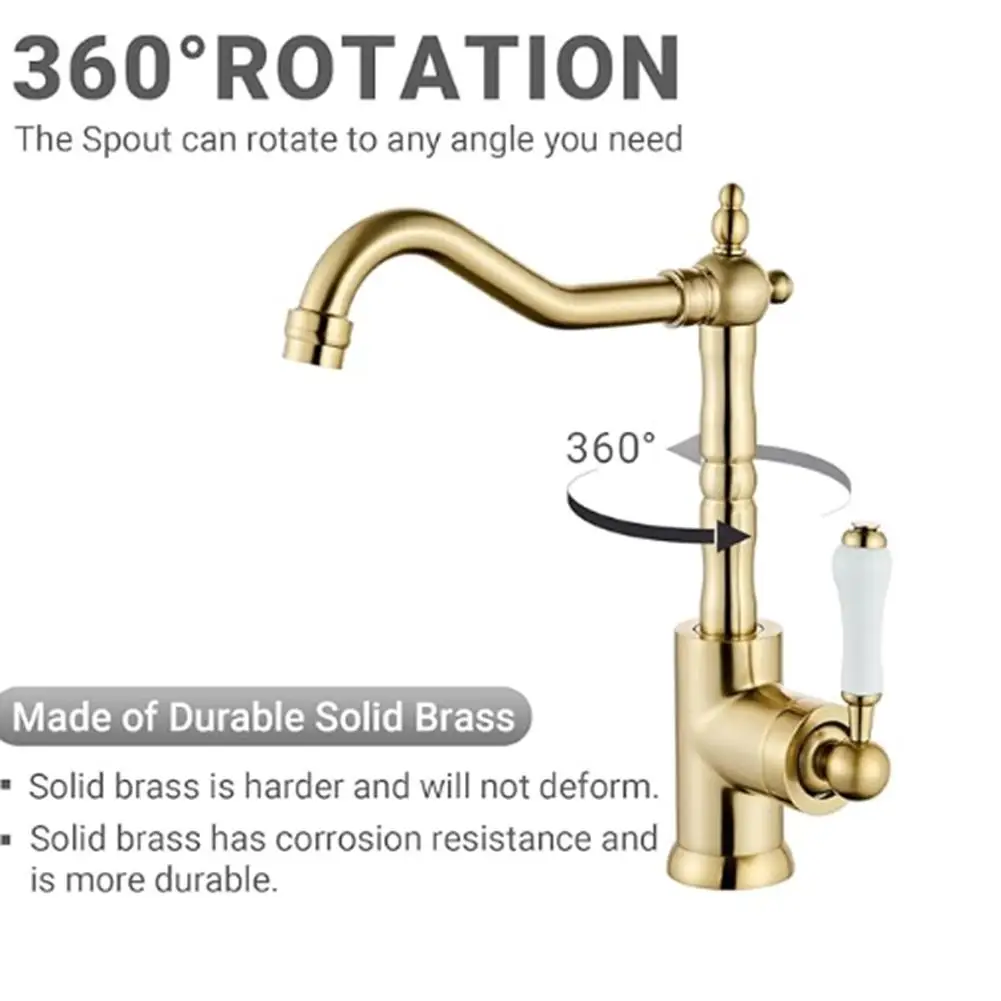 Полированный латунный кухонный смеситель для кухни и ванной комнаты, латунная конструкция, вращение на 360°, простая установка
Полированный латунный кухонный смеситель для кухни и ванной комнаты, латунная конструкция, вращение на 360°, простая установка