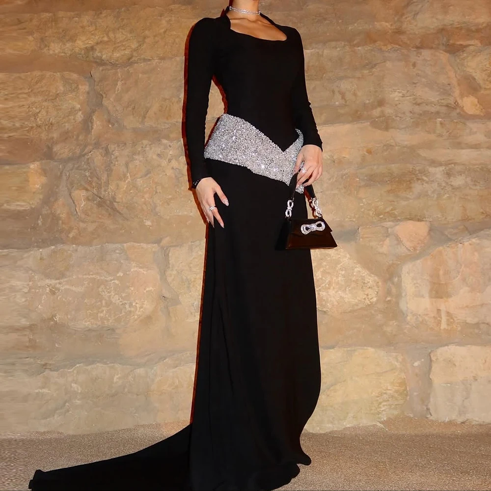 Вечерние платья русалки по индивидуальному заказу длиной до пола, с зубчатым вырезом и длинными рукавами, платье для выпускного вечера, модное простое драпированное вечернее платье с кристаллами
Вечерние платья русалки по индивидуальному заказу длиной до пола, с зубчатым вырезом и длинными рукавами, платье для выпускного вечера, модное простое драпированное вечернее платье с кристаллами