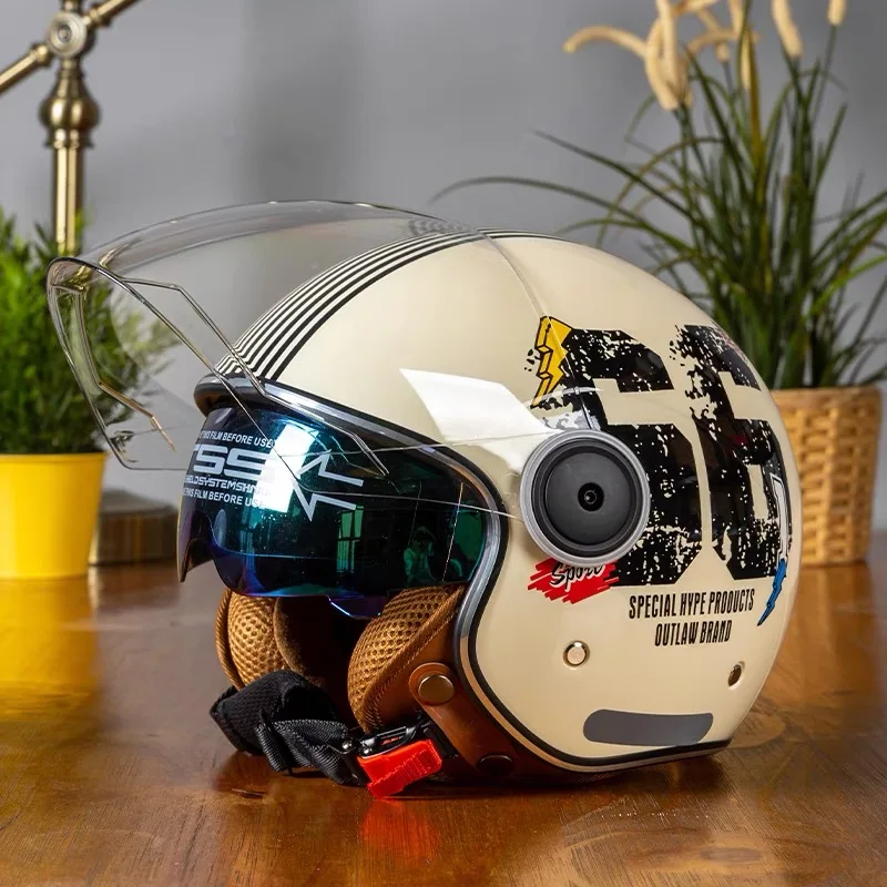 DOT Approved Retro TT&CO Motorcycle Helmet Open Face Dual Visors Jet Helmet Electric Scooter Bike Motorbike Helmet Moto Moped
DOT Approved Retro TT&CO Motorcycle Helmet Open Face Dual Visors Jet Helmet Electric Scooter Bike Motorbike Helmet Moto Moped