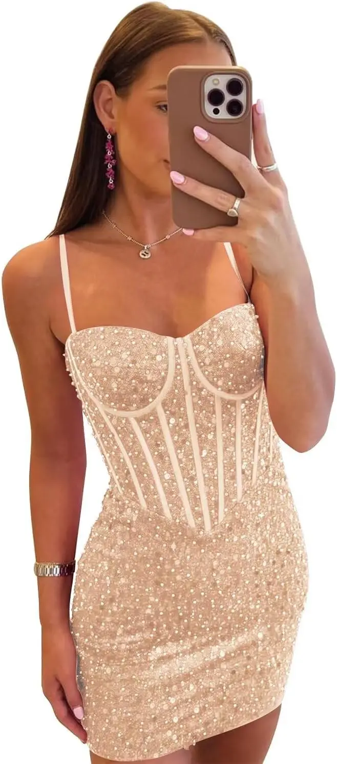 Spaghetti Strap Sparkly Mini Short Homecoming Dress for Teens 2026 Mini Short Formal Cocktail Party Dresses Evening Dresses
Spaghetti Strap Sparkly Mini Short Homecoming Dress for Teens 2026 Mini Short Formal Cocktail Party Dresses Evening Dresses