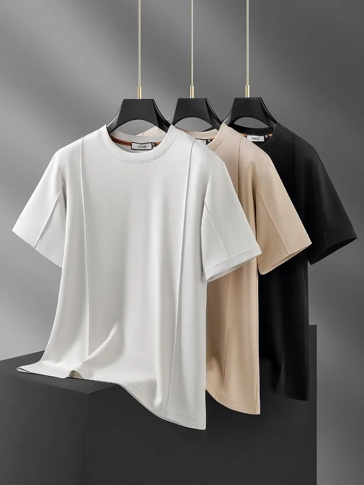 JSBD Italian fashion light luxury ice silk Air layer Modal solid color men space cotton round neck short sleeve T-shirt men
JSBD Italian fashion light luxury ice silk Air layer Modal solid color men space cotton round neck short sleeve T-shirt men
