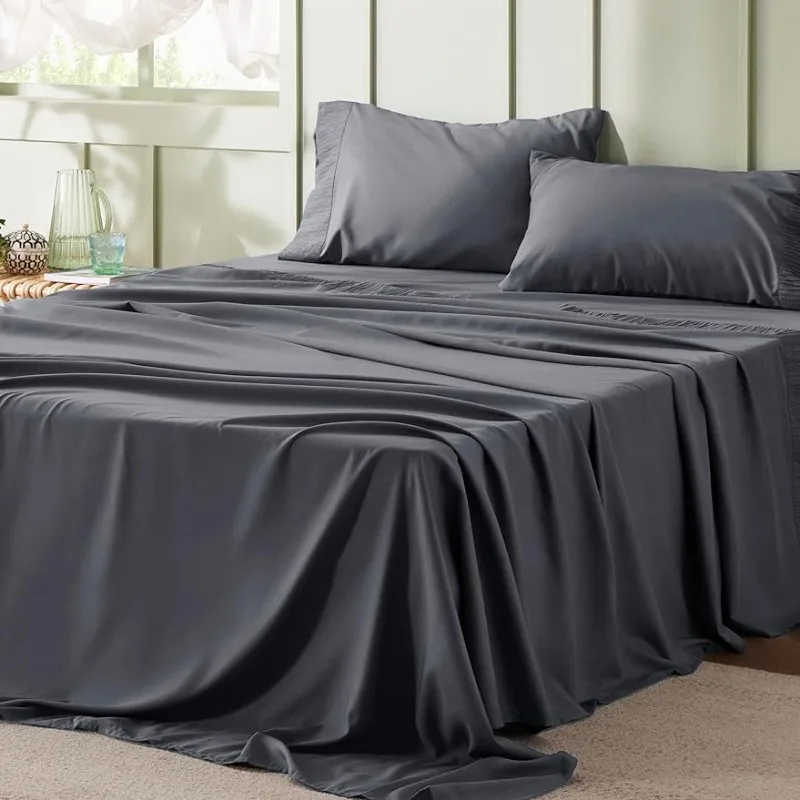 Queen Sheets Grey - for Queen Size Bed, 4 Pieces, Easy Care Polyester Microfiber Cooling Bed Sheet Set
Queen Sheets Grey - for Queen Size Bed, 4 Pieces, Easy Care Polyester Microfiber Cooling Bed Sheet Set