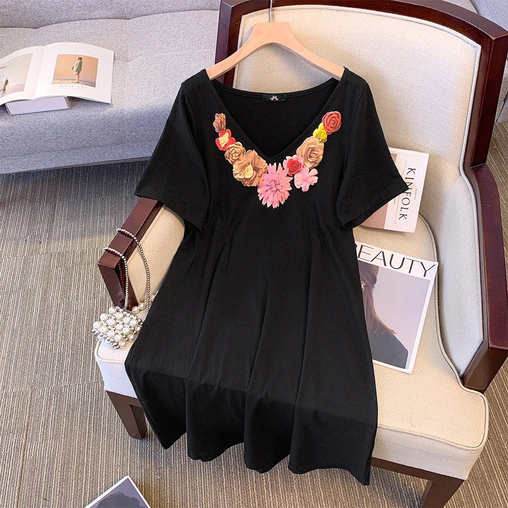 Plus size women's Summer Casual dress Black cotton fabric comfortable breathable Hawaiian print loose home dress Party dress
Plus size women's Summer Casual dress Black cotton fabric comfortable breathable Hawaiian print loose home dress Party dress