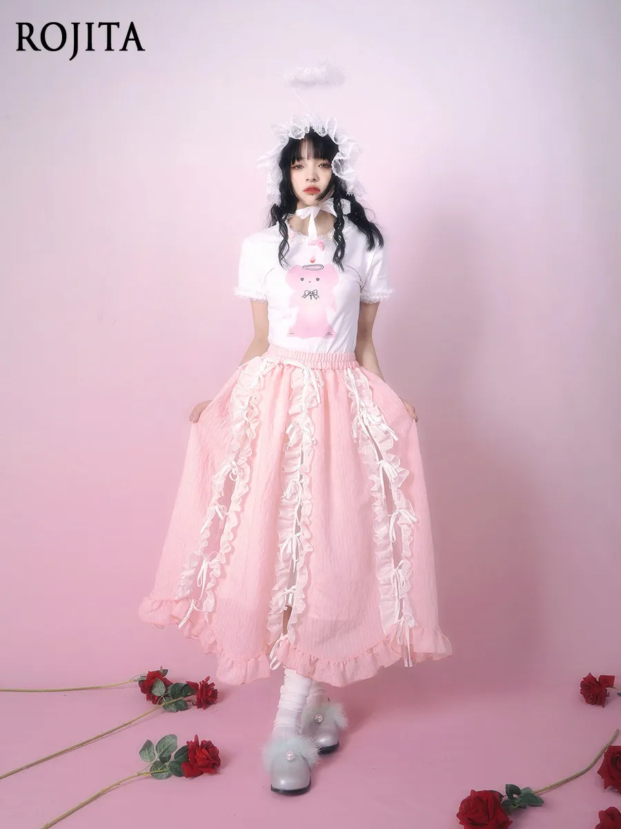 Kawaii Pink Gothic Lolita Skirt Girl Lace Strap Bow Petal Elastic Princess Long Skirt Ruffle Lace-Up Tiered Skirt
Kawaii Pink Gothic Lolita Skirt Girl Lace Strap Bow Petal Elastic Princess Long Skirt Ruffle Lace-Up Tiered Skirt