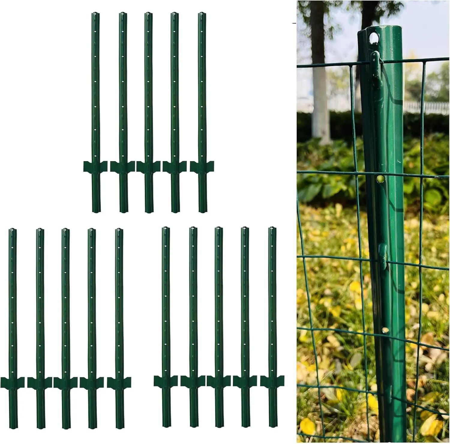 15 Pack 4ft Metal Fence Post Green for 36in High Welded Wire Fence U-Channel Steel Garden Stakes
15 Pack 4ft Metal Fence Post Green for 36in High Welded Wire Fence U-Channel Steel Garden Stakes