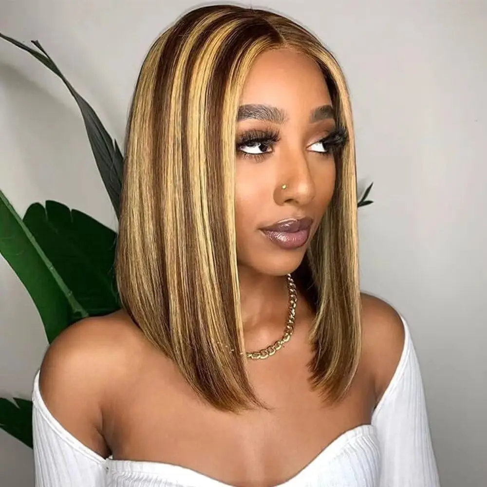 Ombre Highlight Lace Front Wigs Straight Bob Wigs for Black Women Pre Plucked with Baby Hair #4/27 220% Density 4x4 Lace
Ombre Highlight Lace Front Wigs Straight Bob Wigs for Black Women Pre Plucked with Baby Hair #4/27 220% Density 4x4 Lace