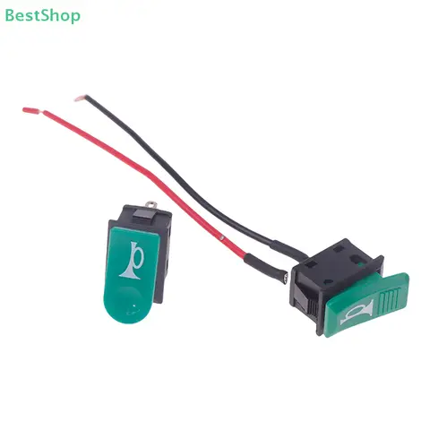 5Pcs Horn Switch Car Button E-bike Motorcycle Horn Universal Momentary Push Rocker Switch Plastic 2 Pin Self-reset Green