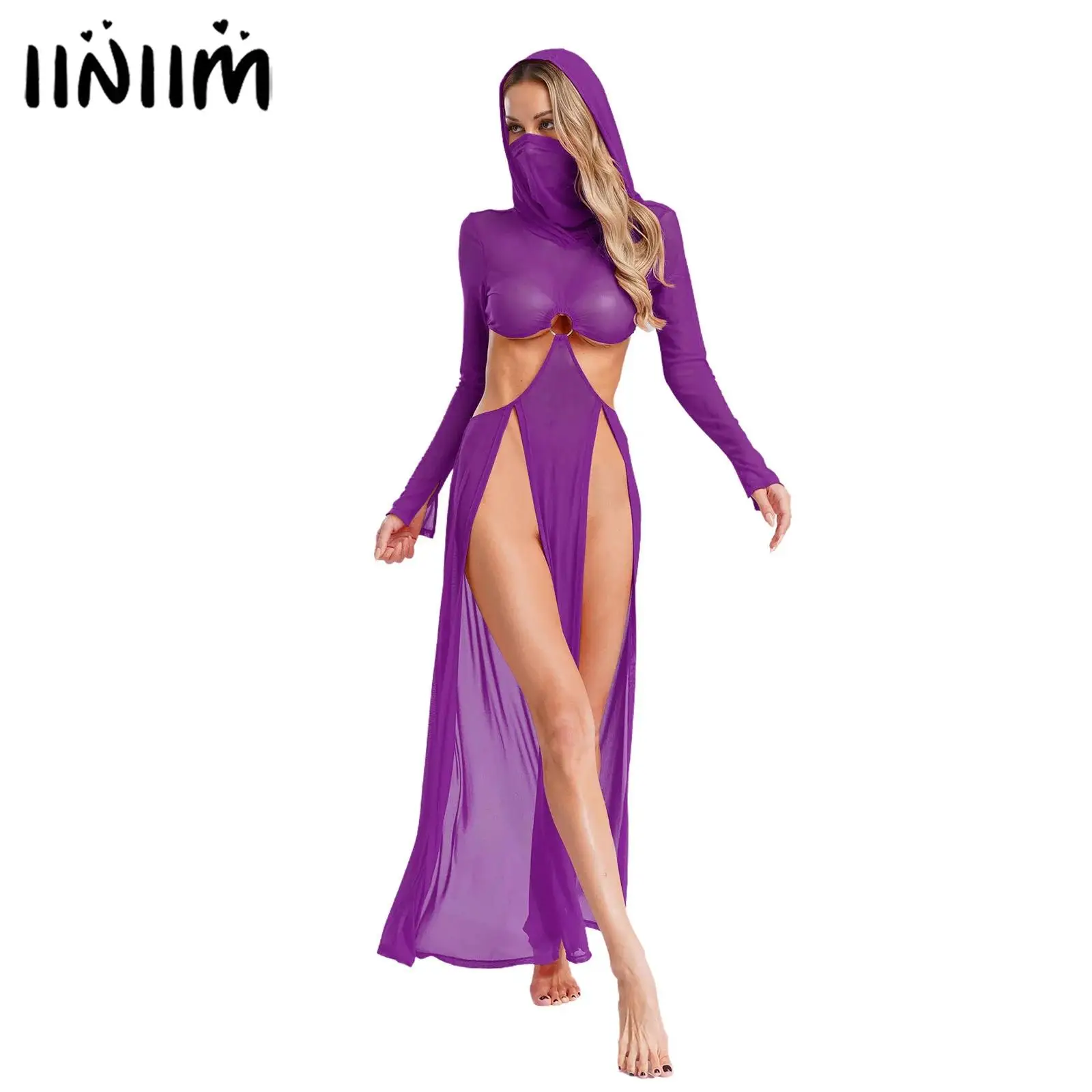 Women Sheer Dress Maxi High Slit Dress Cover Up Swimwear Sexy Mesh Dress Hooded Face Mask Long Sleeves Hollow Out Sheer Dress
Women Sheer Dress Maxi High Slit Dress Cover Up Swimwear Sexy Mesh Dress Hooded Face Mask Long Sleeves Hollow Out Sheer Dress