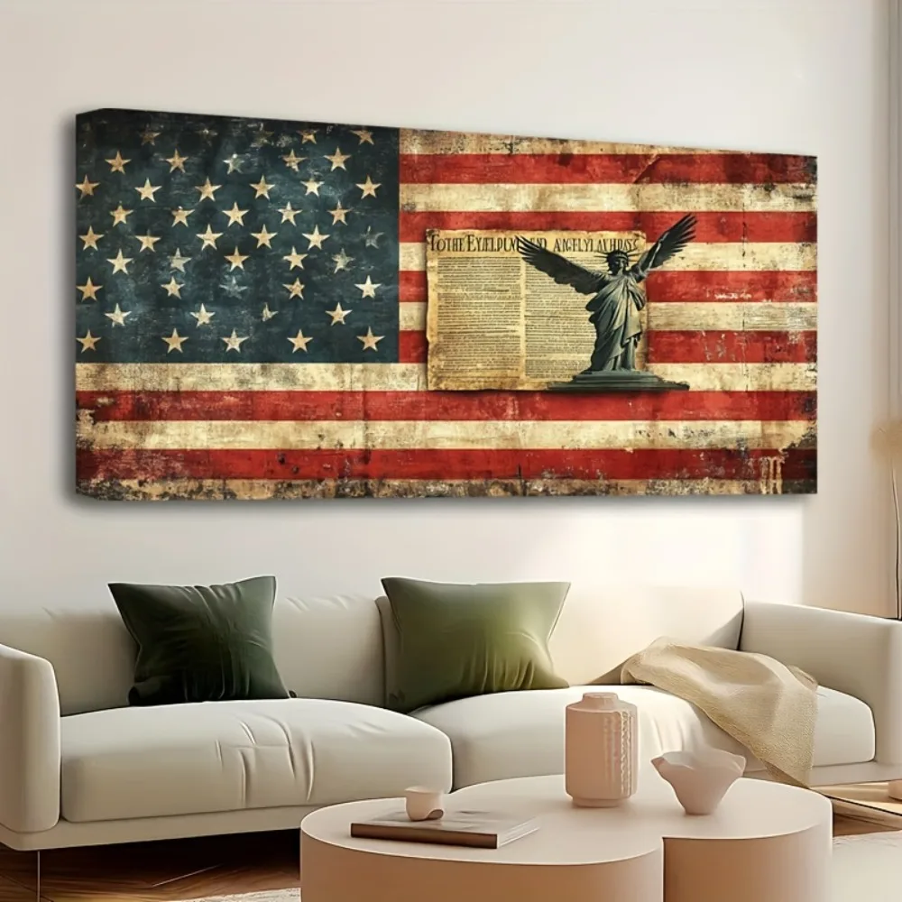 1.5 inch thick pine solid wood frame, American mural, vintage American flag canvas printed mural, interior trim
1.5 inch thick pine solid wood frame, American mural, vintage American flag canvas printed mural, interior trim