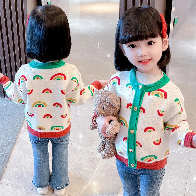 2-9Y Girls Autumn Sweater Cardigan Rainbow Colored Knitted Infant Baby Coat Round Collar Soft Toddler Kids Open Stitch Knitwear
2-9Y Girls Autumn Sweater Cardigan Rainbow Colored Knitted Infant Baby Coat Round Collar Soft Toddler Kids Open Stitch Knitwear