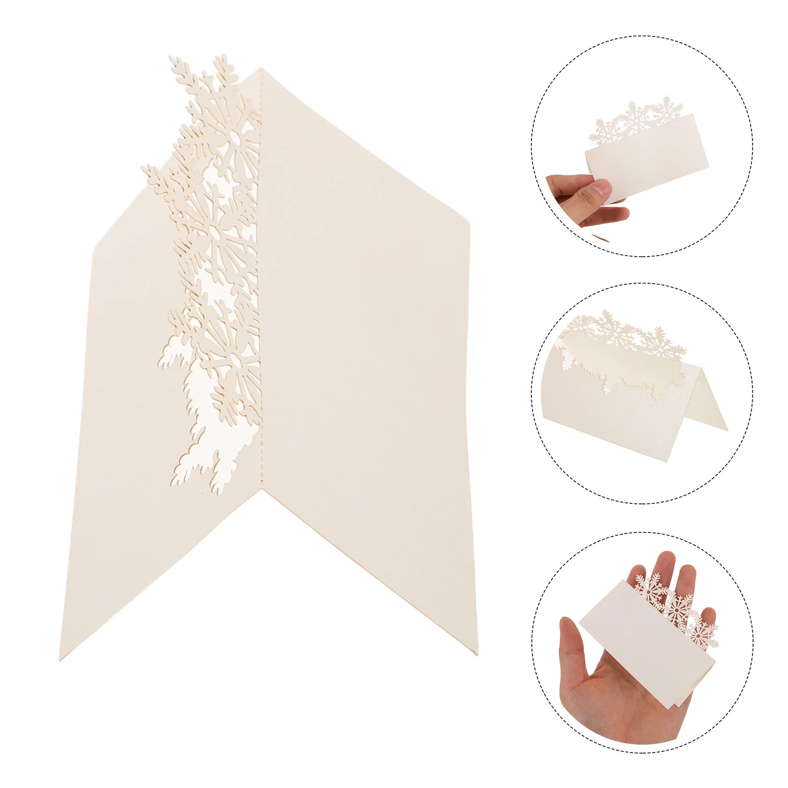 50Pcs Snowflake Name Cards Folded Kraft Paper Tent Cards for Winter Wedding Holiday Dinner Party Banquet Seating
50Pcs Snowflake Name Cards Folded Kraft Paper Tent Cards for Winter Wedding Holiday Dinner Party Banquet Seating