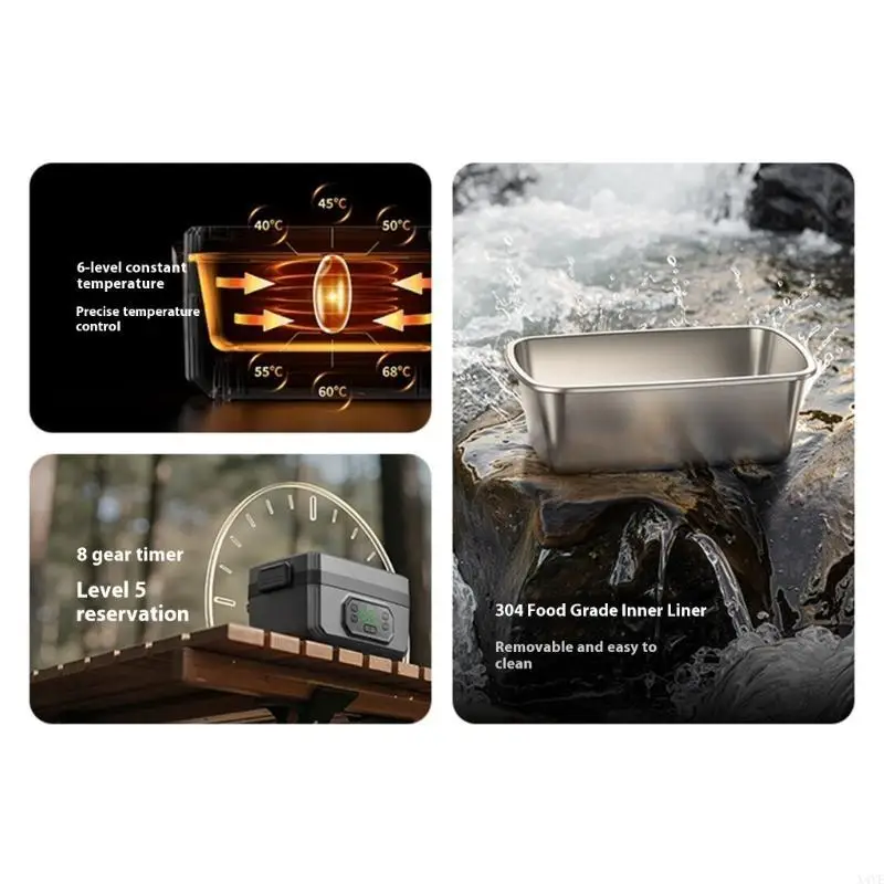 X4YE Electric Lunch Box With 6 Temperature Adjustment Leak Proof Design Wireless Warmer For Travel Hiking 
X4YE Electric Lunch Box With 6 Temperature Adjustment Leak Proof Design Wireless Warmer For Travel Hiking