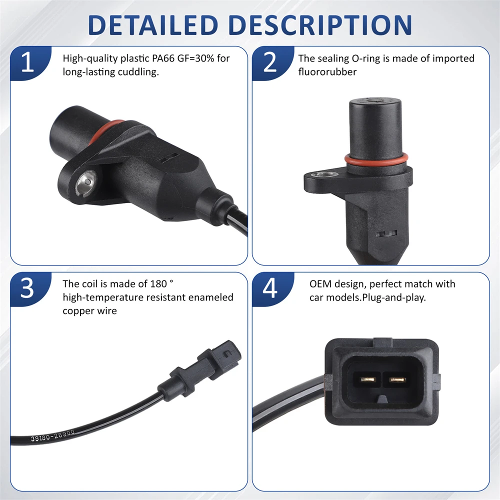 High Quality Crankshaft Position Sensor 2006-2011 for Hyundai Accent Kia Rio 39180-22600 39180-26900 PC531 5S1776
High Quality Crankshaft Position Sensor 2006-2011 for Hyundai Accent Kia Rio 39180-22600 39180-26900 PC531 5S1776