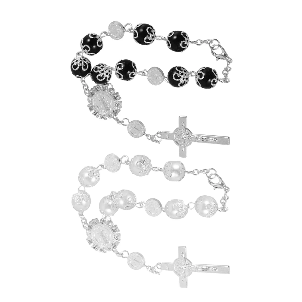 2 Pcs Car Rosary Bracelet Cross Blessing Rearview Mirror Hanging Decor Black White catholic car accessories car mirror charm
2 Pcs Car Rosary Bracelet Cross Blessing Rearview Mirror Hanging Decor Black White catholic car accessories car mirror charm