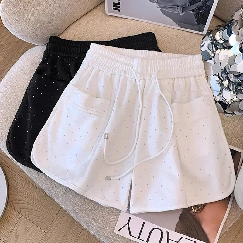 Summer Diamond Shorts Women's High Waist Drawstring Lace-up Wide-leg Straight Shorts with Pocket Loose Sports Outdoor Bottoms
Summer Diamond Shorts Women's High Waist Drawstring Lace-up Wide-leg Straight Shorts with Pocket Loose Sports Outdoor Bottoms