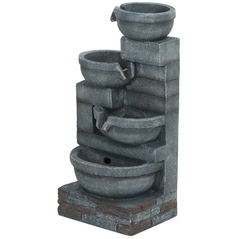 30" Tall Outdoor Waterfall Fountain with LED Lights, 4-Tier Resin Cascading Water Bowls with Pump, Gray
30" Tall Outdoor Waterfall Fountain with LED Lights, 4-Tier Resin Cascading Water Bowls with Pump, Gray