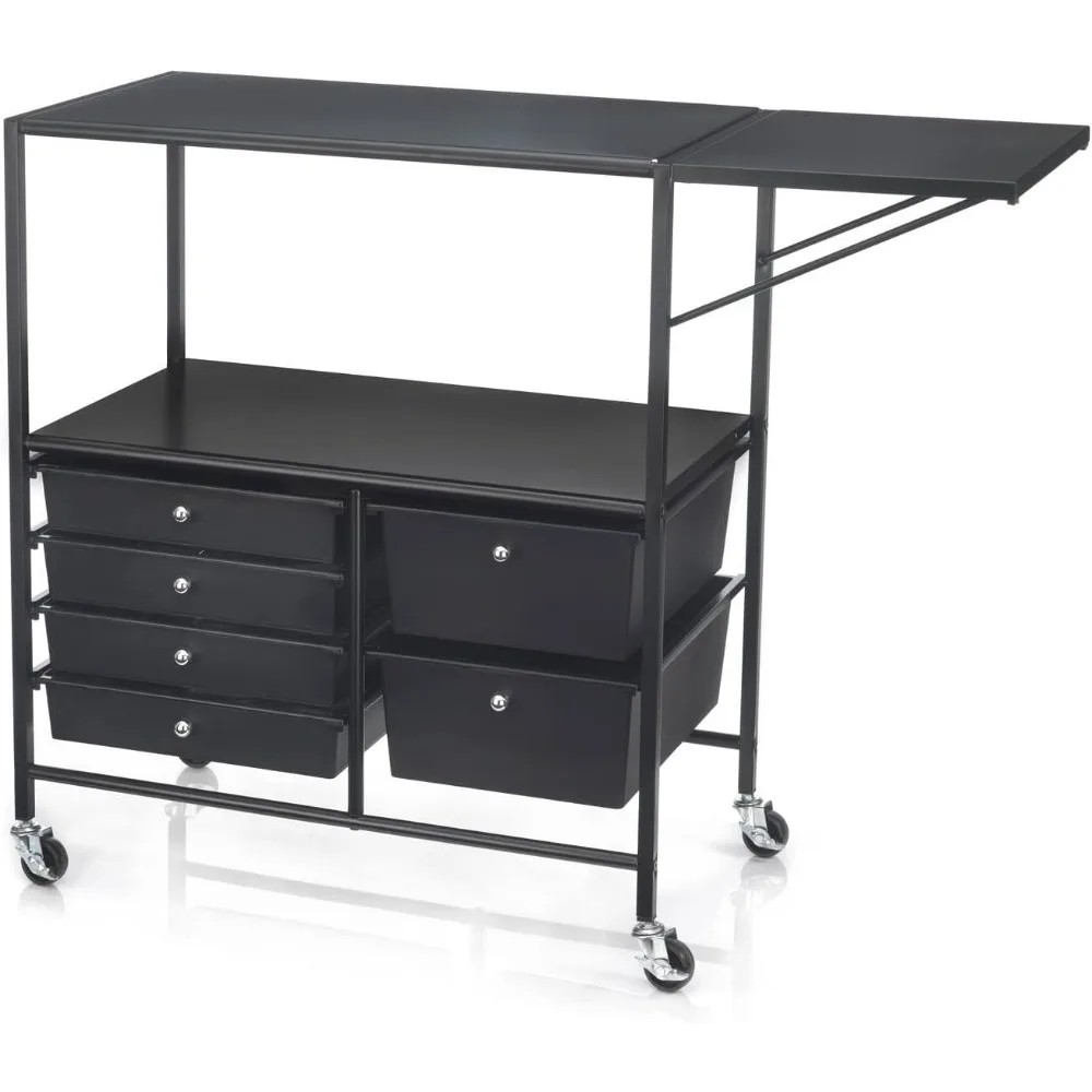 Essex Black Drawers & Rolling Cart with Tray and Extendable Table Multi-Functional Storage Cart for Art & Craft Supplies
Essex Black Drawers & Rolling Cart with Tray and Extendable Table Multi-Functional Storage Cart for Art & Craft Supplies