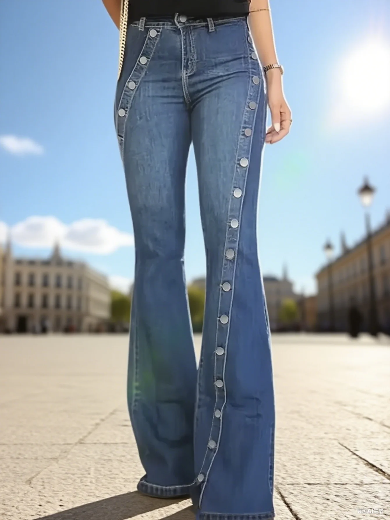 Американские брюки-клеш с дизайном High Street, джинсовые джинсы для женщин, модные элегантные узкие брюки
Американские брюки-клеш с дизайном High Street, джинсовые джинсы для женщин, модные элегантные узкие брюки