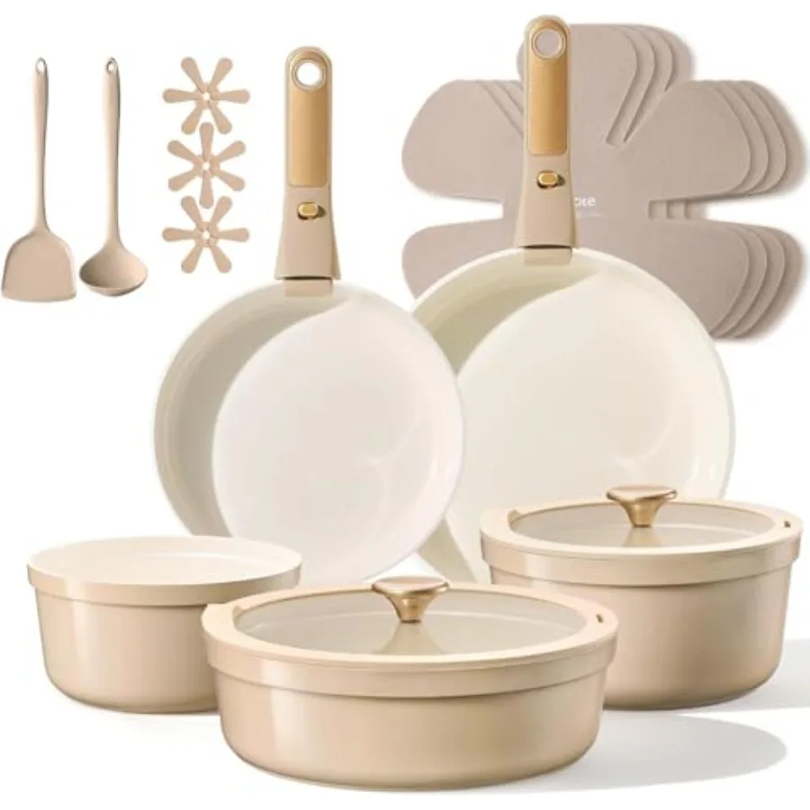 18 Pcs Ceramic Cookware Set Titanium Nonstick with Detachable Handles, Non Toxic Cookware, Pots and Pans Set Non Stick Removabl
18 Pcs Ceramic Cookware Set Titanium Nonstick with Detachable Handles, Non Toxic Cookware, Pots and Pans Set Non Stick Removabl