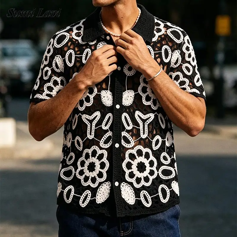 2026 Spring Summer New Casual Mens Knit Shirt Tops Vintage Buttoned Turn-down Collar Shirts Men Fashion Florals Embroidery Shirt
2026 Spring Summer New Casual Mens Knit Shirt Tops Vintage Buttoned Turn-down Collar Shirts Men Fashion Florals Embroidery Shirt