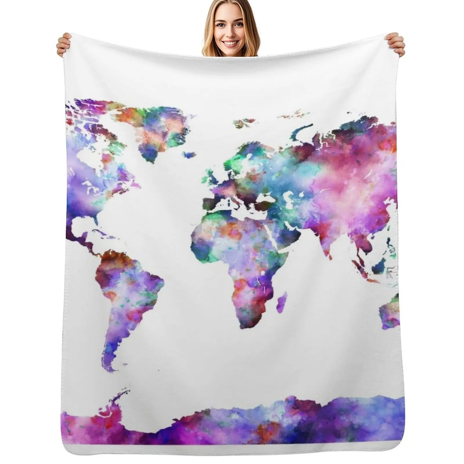 Colorful watercolor map Throw Blanket Multi Purpose Soft Warm Blanket for Home Travel
Colorful watercolor map Throw Blanket Multi Purpose Soft Warm Blanket for Home Travel