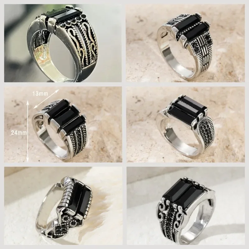 New Men's Ring Retro Pattern Black Zircon Classic Trend Fashion Personality Everything Casual Party Luxury
New Men's Ring Retro Pattern Black Zircon Classic Trend Fashion Personality Everything Casual Party Luxury
