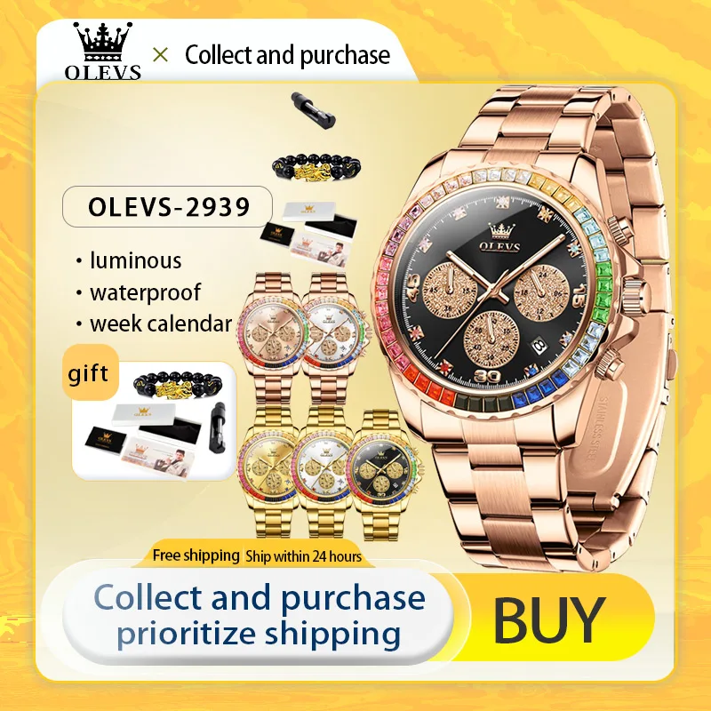 OLEVS Original Luxury Men's Quartz Watches Rainbow Di Diamond Ring Dial Waterproof Luminous Watch for Man Chronograph Calendar
OLEVS Original Luxury Men's Quartz Watches Rainbow Di Diamond Ring Dial Waterproof Luminous Watch for Man Chronograph Calendar