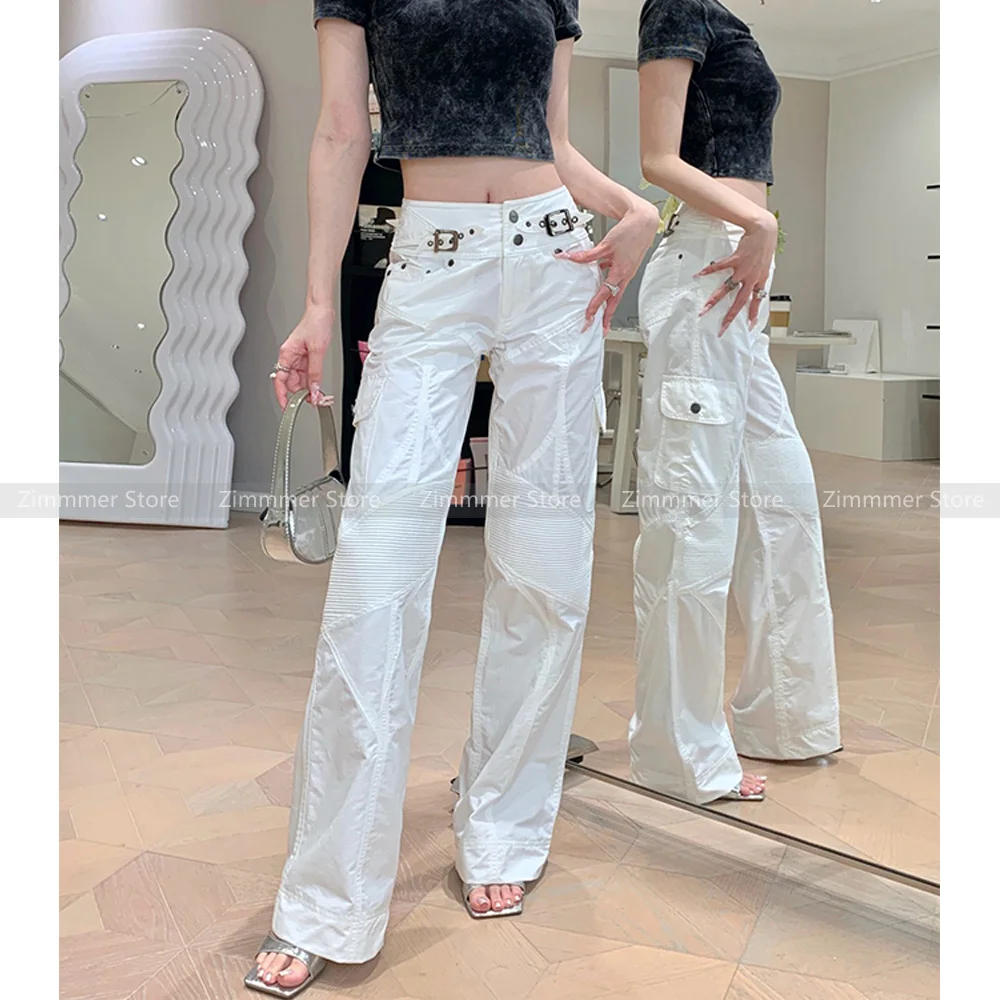 Niche new style high-end temperament side panel split stitching large pockets loose straight wide-leg trousers
Niche new style high-end temperament side panel split stitching large pockets loose straight wide-leg trousers