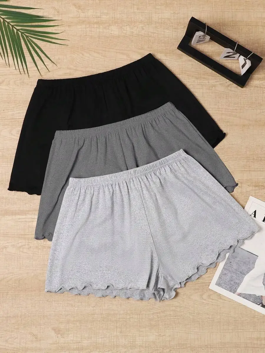 3-Pack Women’s Comfortable Solid Lounge Shorts With Elastic Waist And Scalloped Hem For Spring Summer
3-Pack Women’s Comfortable Solid Lounge Shorts With Elastic Waist And Scalloped Hem For Spring Summer