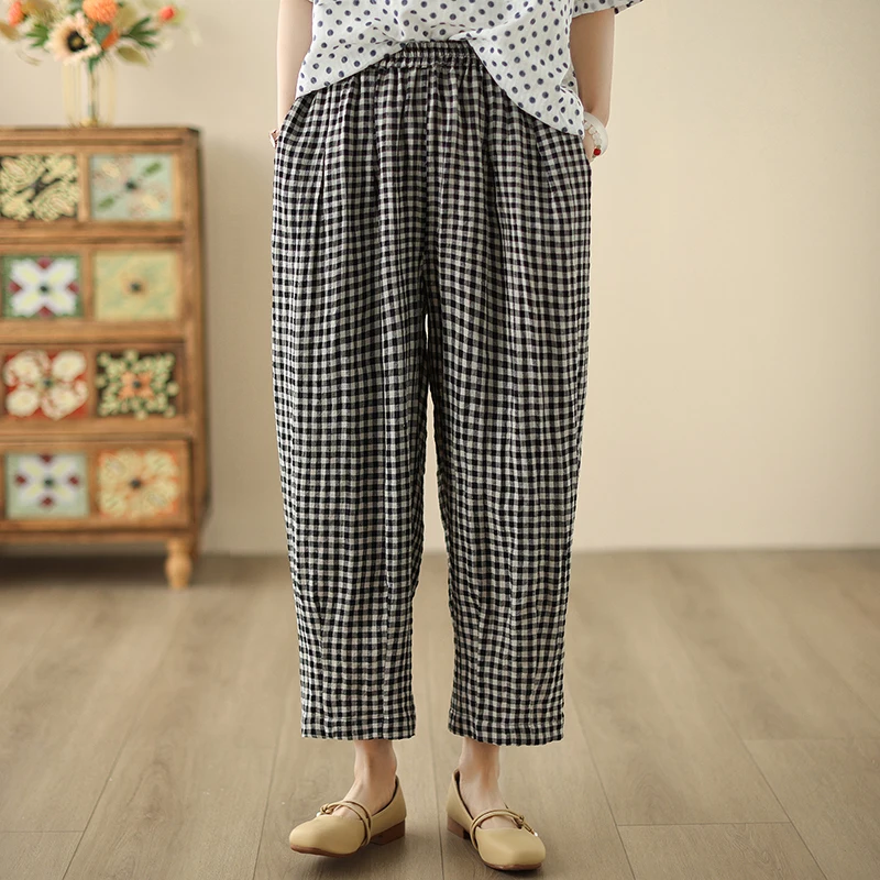 Retro Summer Art Loose Wide Leg Pants Nine Points Natural Cotton Linen Fermentation Wash Process Slimming Casual Trousers
Retro Summer Art Loose Wide Leg Pants Nine Points Natural Cotton Linen Fermentation Wash Process Slimming Casual Trousers