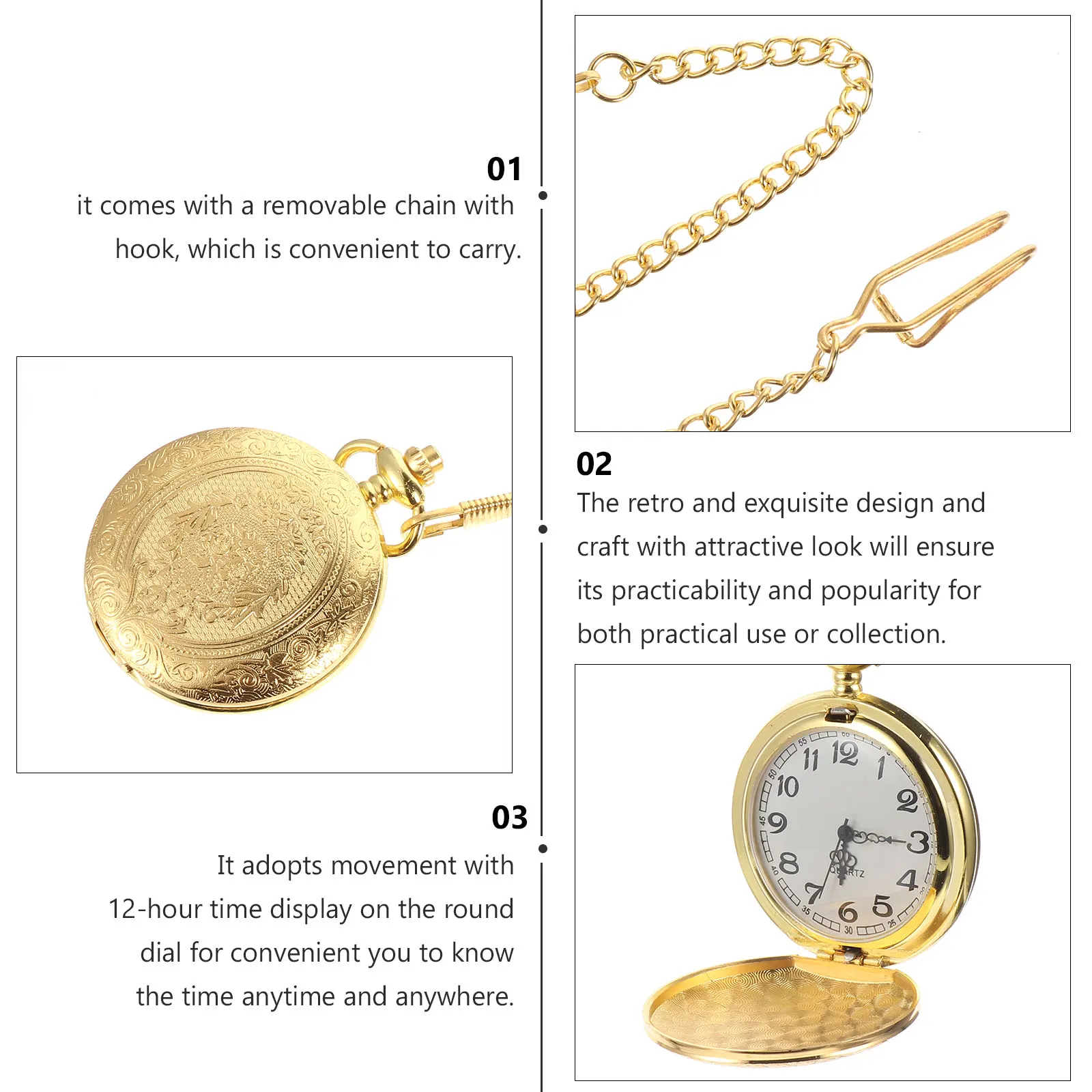Pocket Watch Quartz Watches Vintage Chain Plastic Accessories Pendant Father Locket Golden Pattern High
Pocket Watch Quartz Watches Vintage Chain Plastic Accessories Pendant Father Locket Golden Pattern High