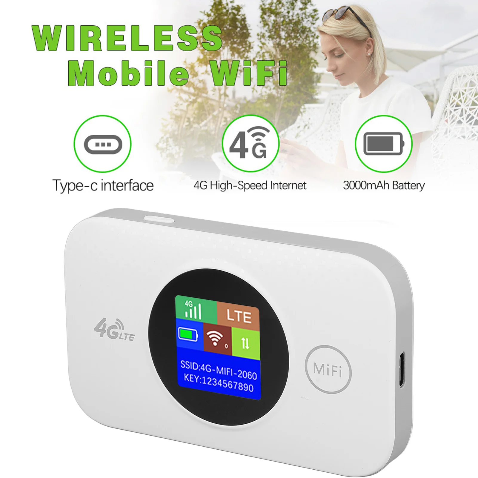 4G Mobile WIFI Hotspot Router with Micro SIM Card Slot 8-10 Users 3000mAh Battery for Home Office Travel Support 5G SIM Card
4G Mobile WIFI Hotspot Router with Micro SIM Card Slot 8-10 Users 3000mAh Battery for Home Office Travel Support 5G SIM Card