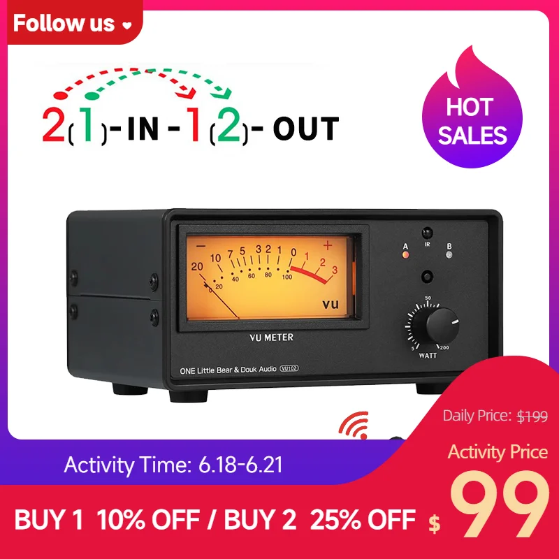VU102 Amplifier Selector 1-IN-2-OUT Zone Speaker Switcher Box with VU Meter Audio Splitter w/Remote Control with Remote Control
VU102 Amplifier Selector 1-IN-2-OUT Zone Speaker Switcher Box with VU Meter Audio Splitter w/Remote Control with Remote Control