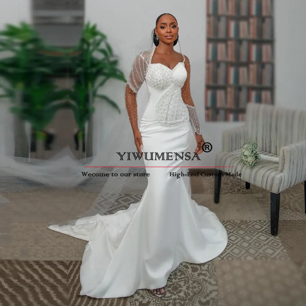 Elegant White Mermaid Wedding Dresses Handmade Crystals Beaded African Bride Gowns Formal Party Women Marriage Bridal Dress 2024
Elegant White Mermaid Wedding Dresses Handmade Crystals Beaded African Bride Gowns Formal Party Women Marriage Bridal Dress 2024