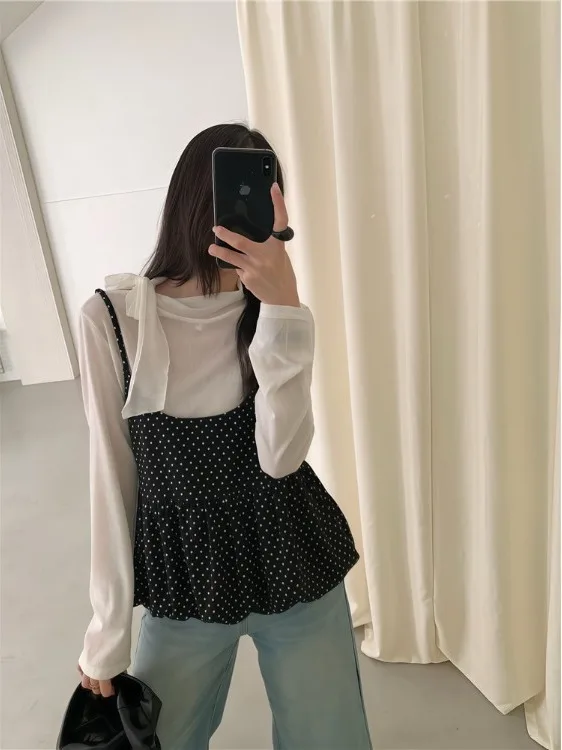 Early Spring Korean Style Polka Dot Wrap Belt Design Slimming Long Sleeve Top Set Women's New Fashion Casual Wear
Early Spring Korean Style Polka Dot Wrap Belt Design Slimming Long Sleeve Top Set Women's New Fashion Casual Wear