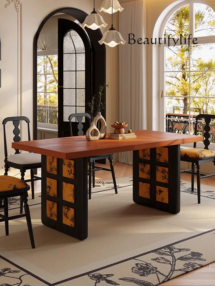 French retro dining table small apartment household solid wood dining table medium antique living room island dining table
French retro dining table small apartment household solid wood dining table medium antique living room island dining table