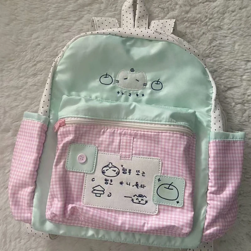 Cartoon Cute Cat Green Apple Kawaii Polka Dot Checkered Pattern Backpack Student schoolbag Large Capacity Storage Bag woman Bag
Cartoon Cute Cat Green Apple Kawaii Polka Dot Checkered Pattern Backpack Student schoolbag Large Capacity Storage Bag woman Bag