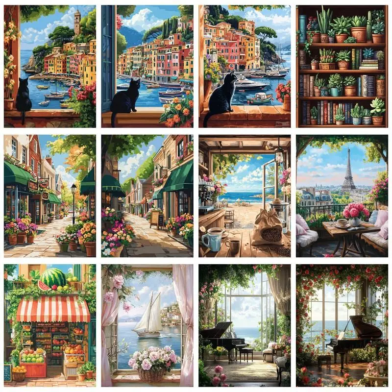 CHENISTORY Coloring By Number House Landscape Pictures By Number Flower Drawing On Canvas HandPainted Art Gift Kit DIY Home Deco
CHENISTORY Coloring By Number House Landscape Pictures By Number Flower Drawing On Canvas HandPainted Art Gift Kit DIY Home Deco
